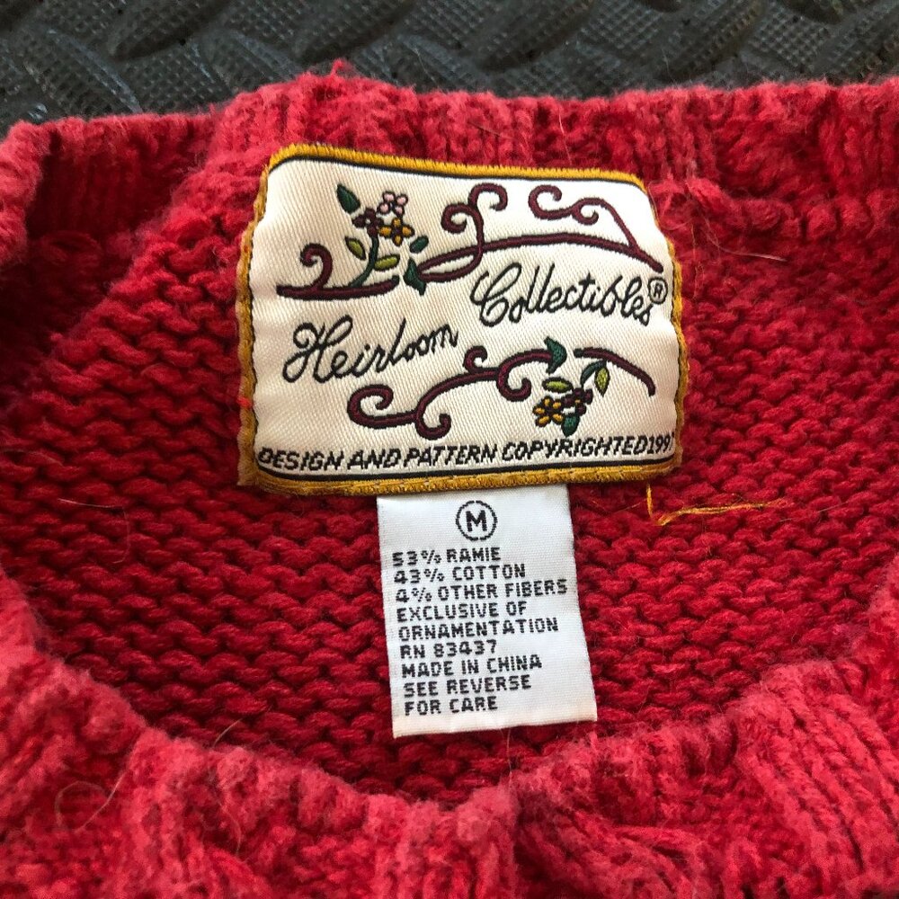 VINTAGE HEIRLOOM COLLECTIBLES RED UGLY CHRISTMAS SWEATER SIZE L PLAID EMBRODERED - Picture 2 of 5